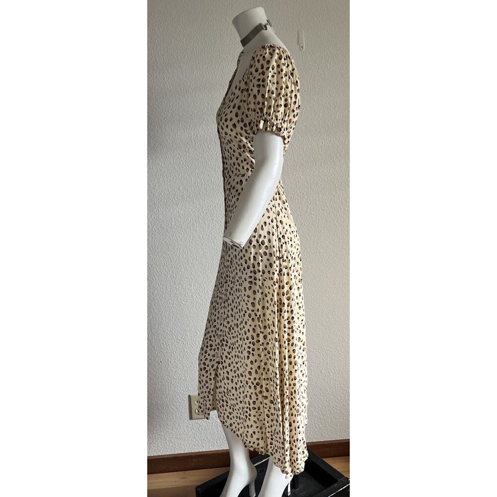 KIVARI Valentina Button Front Midi Dress Leopard Small Excellent - Picture 8 of 11